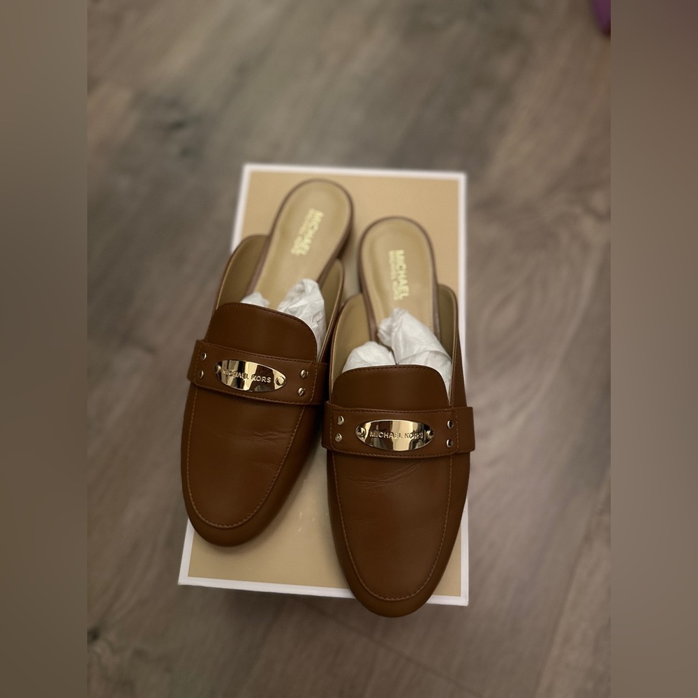 Michael Kors Luggage Leather Plate Mule